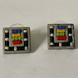Chico's Multicolor Square stud earrings, seed beads